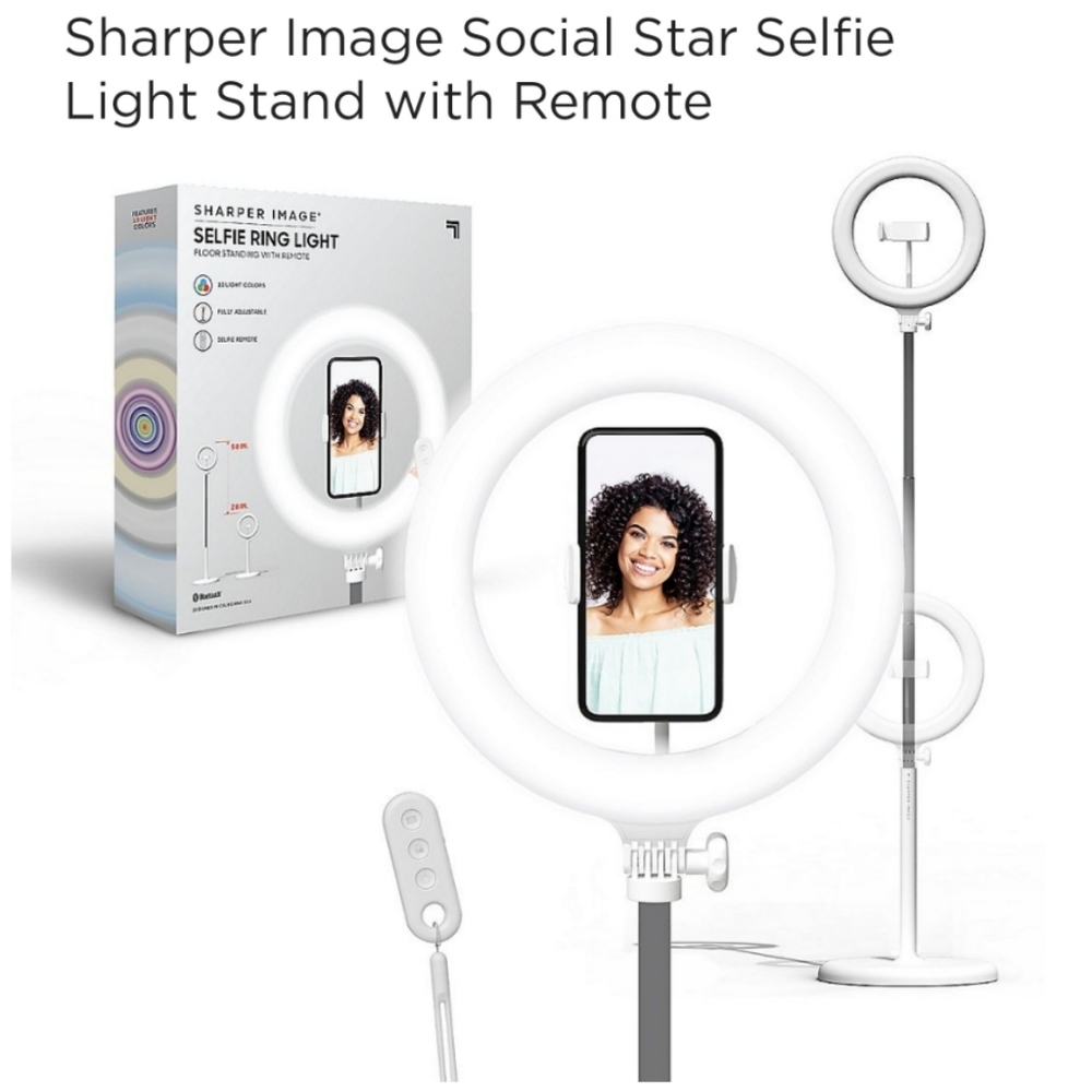 👀50% OFF💡📞NWT‼️Sharper Image Social Star Selfie Ring Light Stand w/ Remote